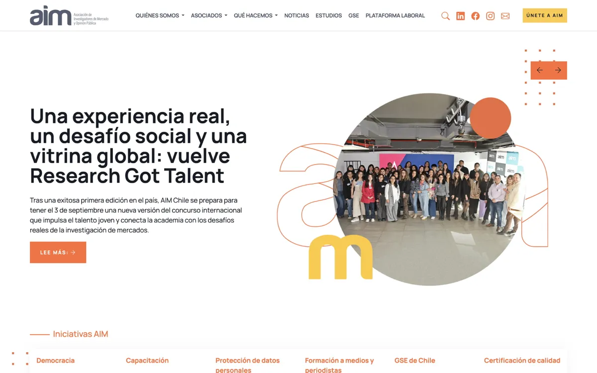 AIM Chile website homepage