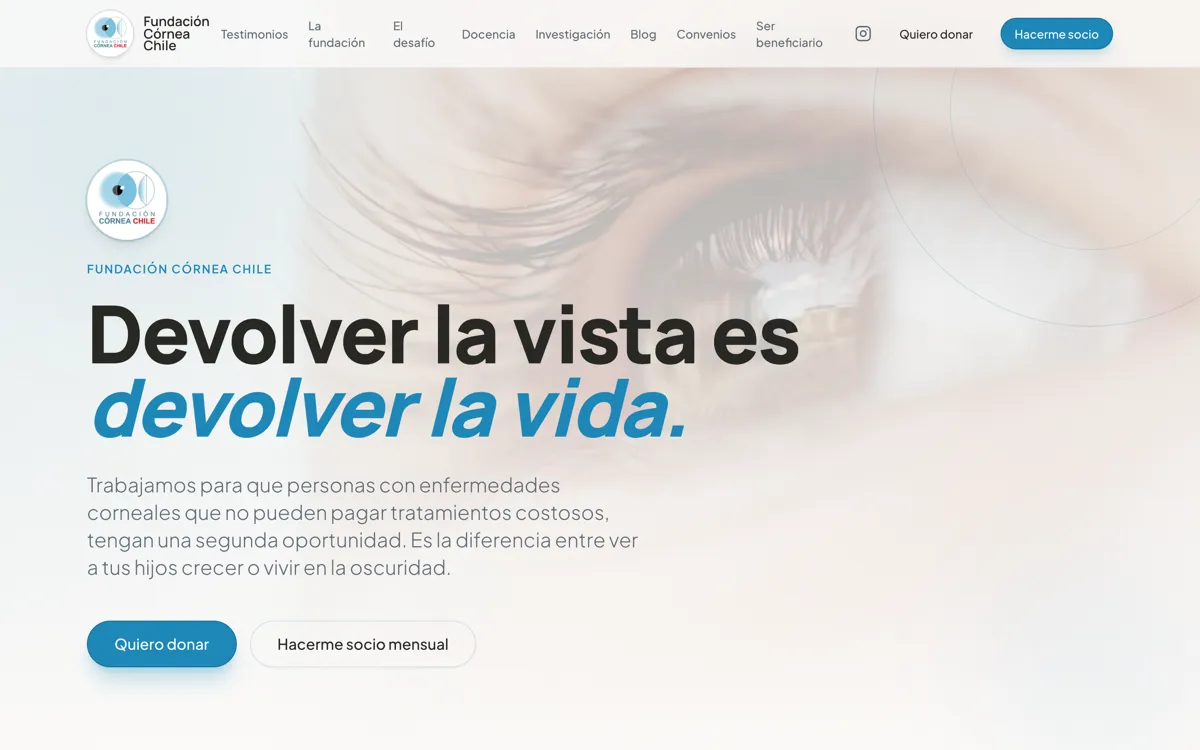 Fundación Córnea Chile website homepage