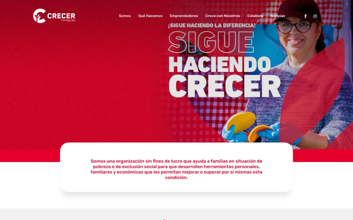 Fundación Crecer website homepage